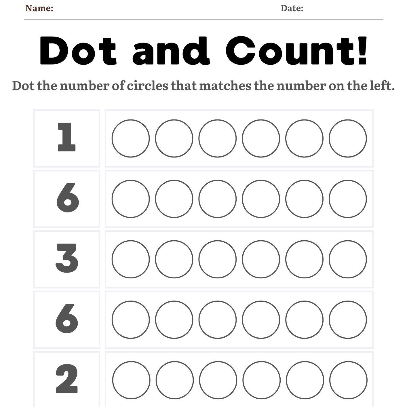 Do-a-Dot Marker Worksheet