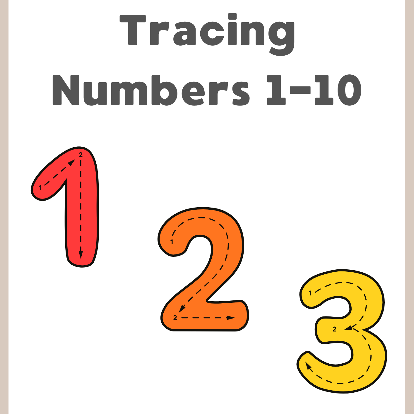 Number tracing worksheet for strengthening pencil control.