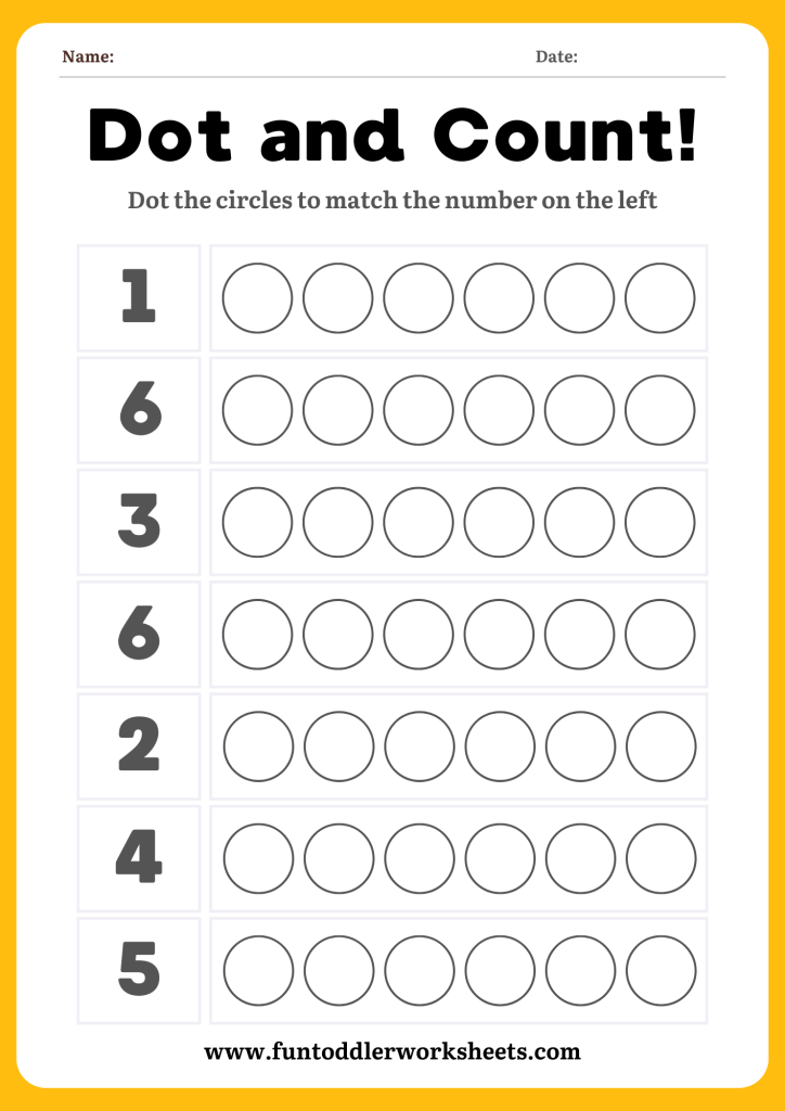 counting do a dot worksheet for toddlers with numbers and circles