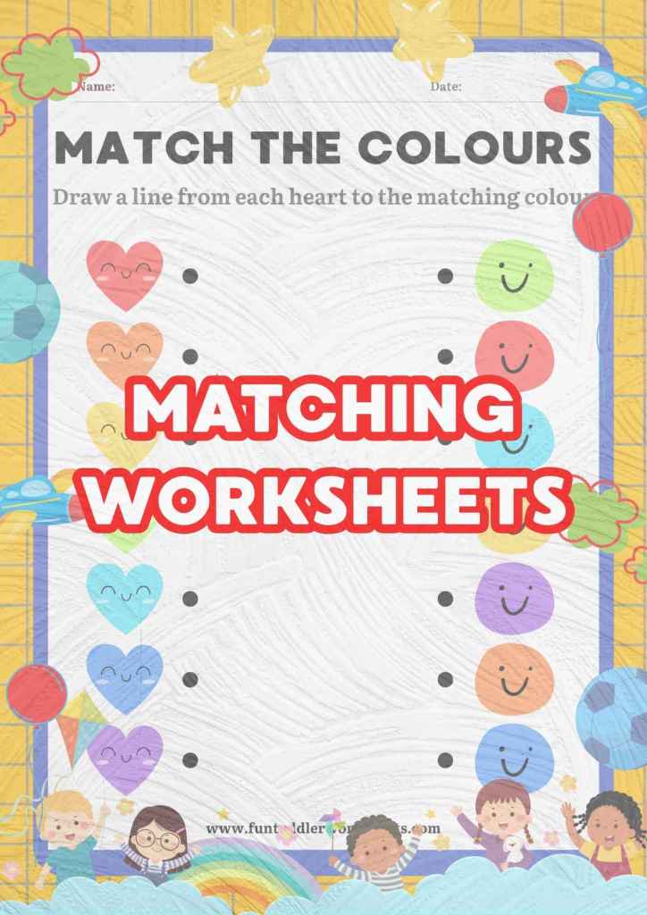 Printable matching worksheets for toddlers and preschoolers practising visual matching and observation skills.