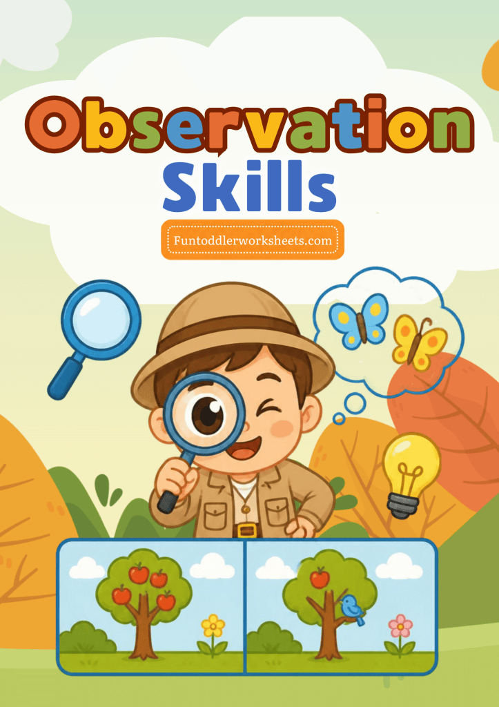 Observation activities for toddlers and preschoolers practising visual comparison, attention and noticing details.