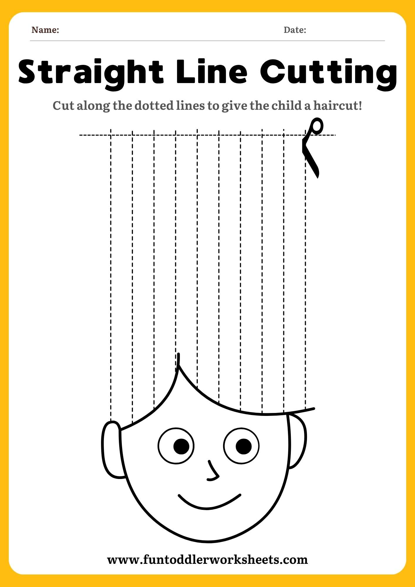 Scissor Skills Worksheet for Toddlers – Haircut Free&nbsp;PDF